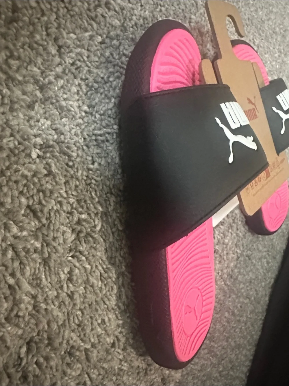 Puma Girls Cool Cat 2.0 Black, White & Pink Slides — Brand New
